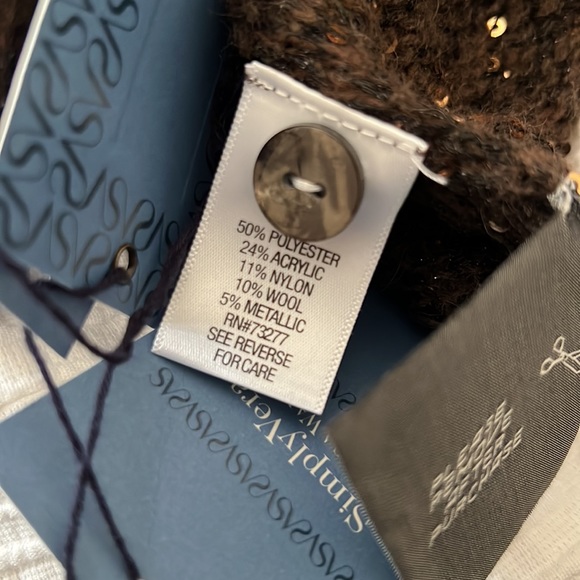 Vera Wang scarf shrug NEW with tags NWT brown sequins Simply Vera L large - Picture 8 of 13